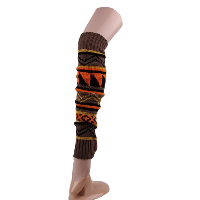 Geometric Pattern Knit Leg Warmers Womens Warm Patchwork Boot Socks